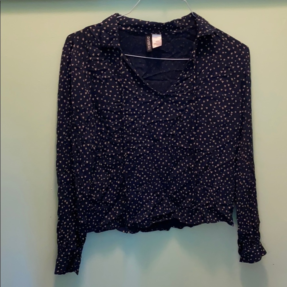Heart Print Long Sleeve Blouse